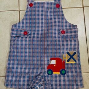 Boutique Plaid Jon Jon with Truck Patch